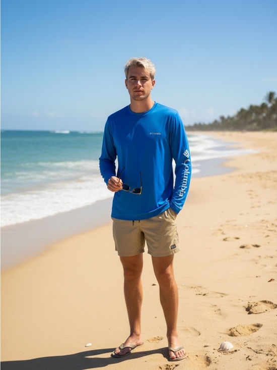 Columbia Other - Columbia Omni Shade Long Sleeve Swim Top - Blue Large